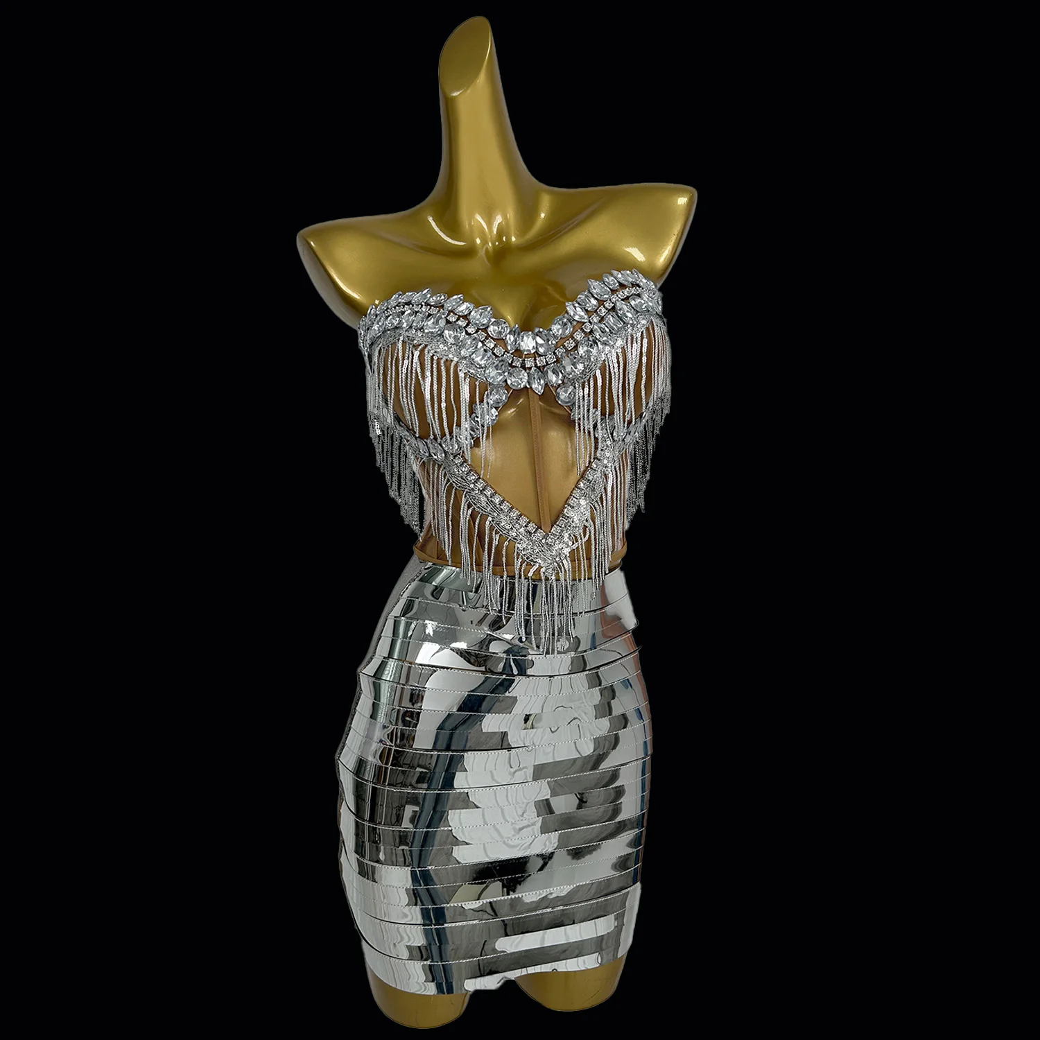 Серебристый корсет и юбка SN