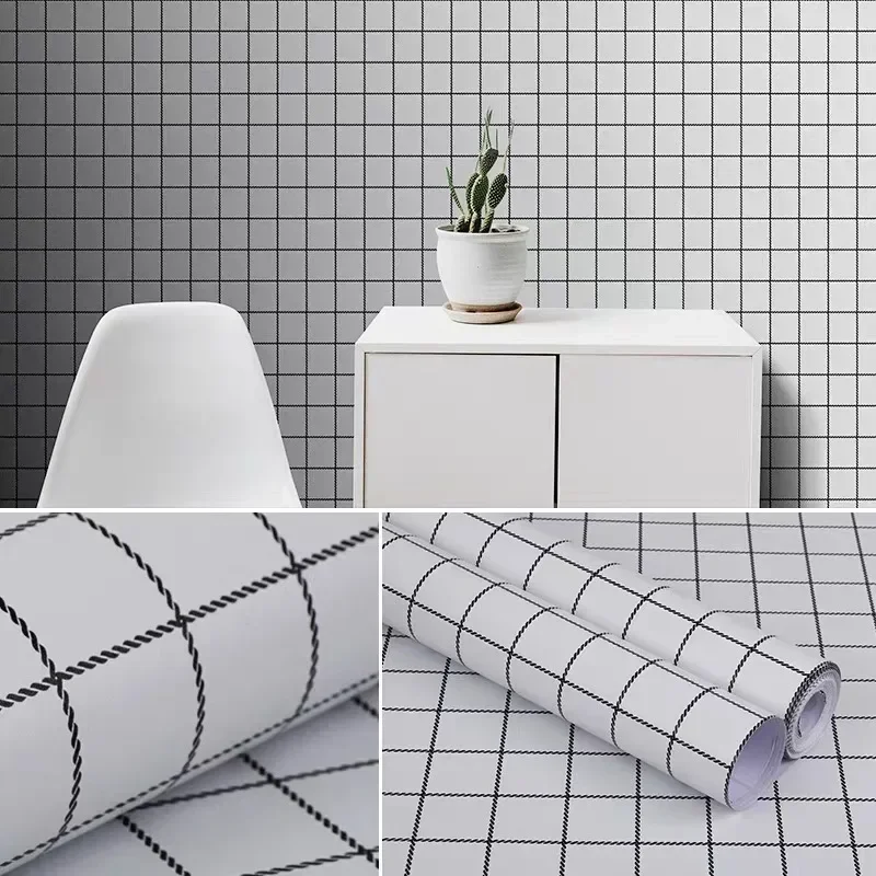 45 см * 10 м самоклеящиеся обои с клетчатым узором водонепроницаемые влагостойкие