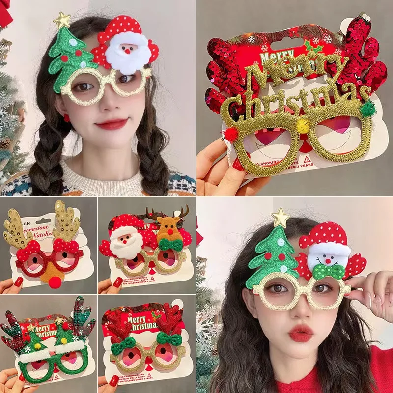 

Christmas Eyeglass Frame Girl Deer Funny Gift Frame Exquisite Gift Christmas Student Dressing Gift Party Decorative Mirror