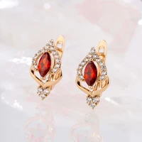 palace vintage zirconia hoop earrings elegant gold flower crystal hook earrings wedding party engagement jewelry gift