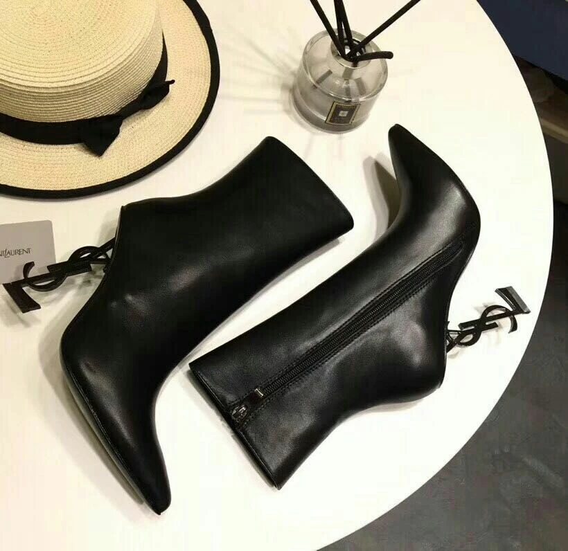 Famous Strange Style Ankle Boots Size 42 Fashion Women Black Genuine Leather Top Quality 110mm Or 80mmHeels