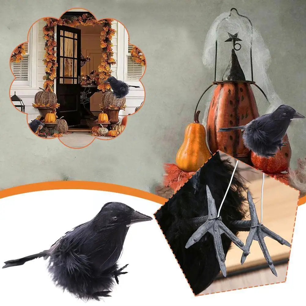 

Small Simulation Fake Bird Realistic Halloween Black Decoration Crow Eye-catching Model Toys Home Scary Animal Lightweight A4E1