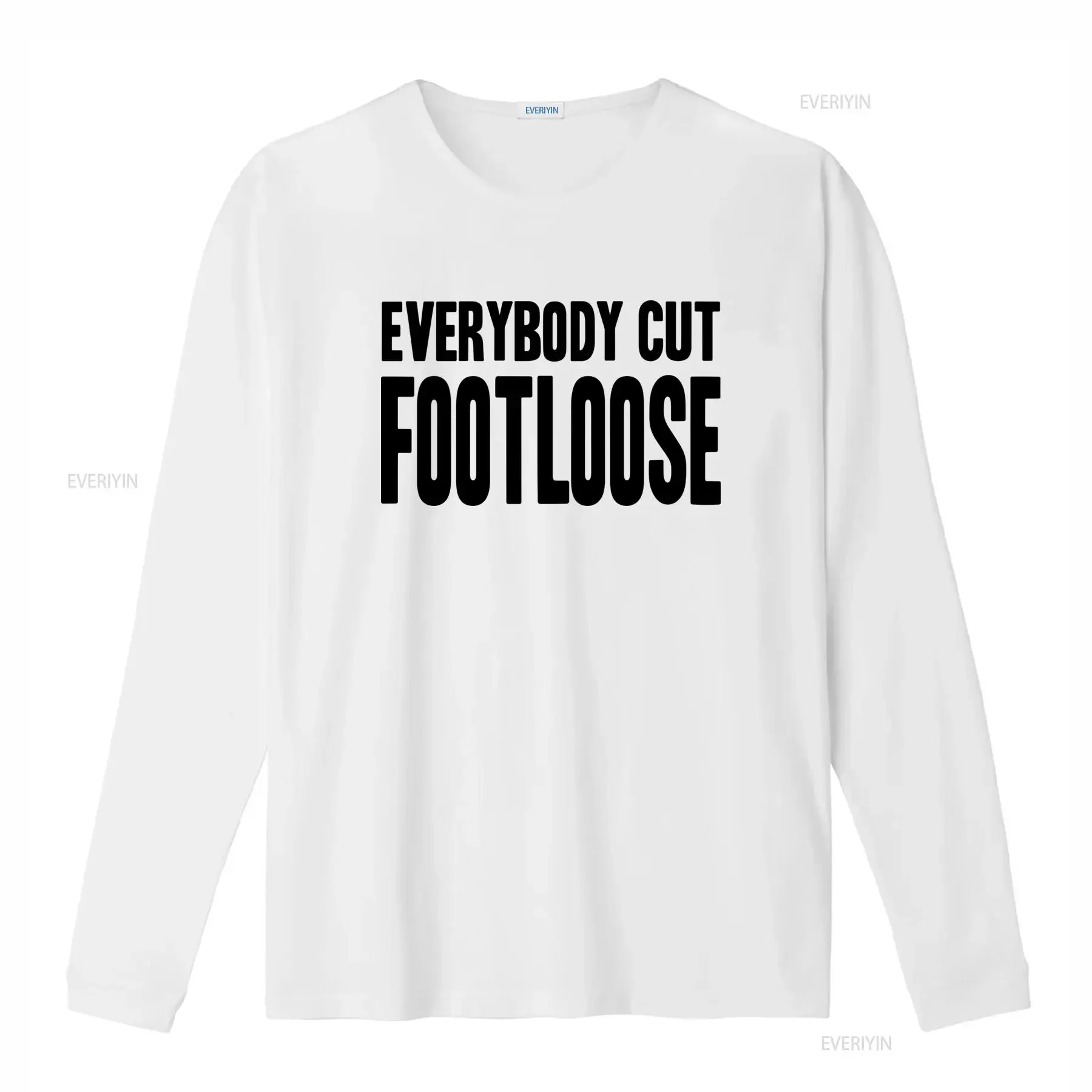 Фото Персонализированная футболка Everybody Cut Footloose для вечеринок в стиле 80-х, девичников и винтажных костюмов, стильная, повседневная, с эффектом потертости. №2