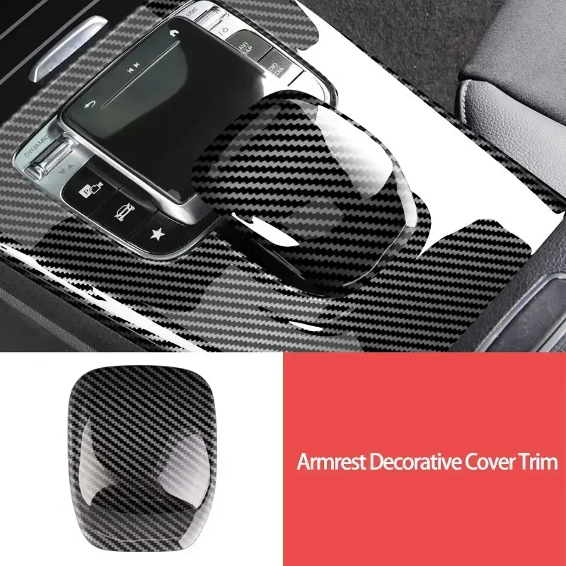Фото Горячие внутренние наклейки для Mercedes Benz A W177 A180 A200 ClA C118 2020+ углеродное волокно, центральная панель управления, крышка рамки №5