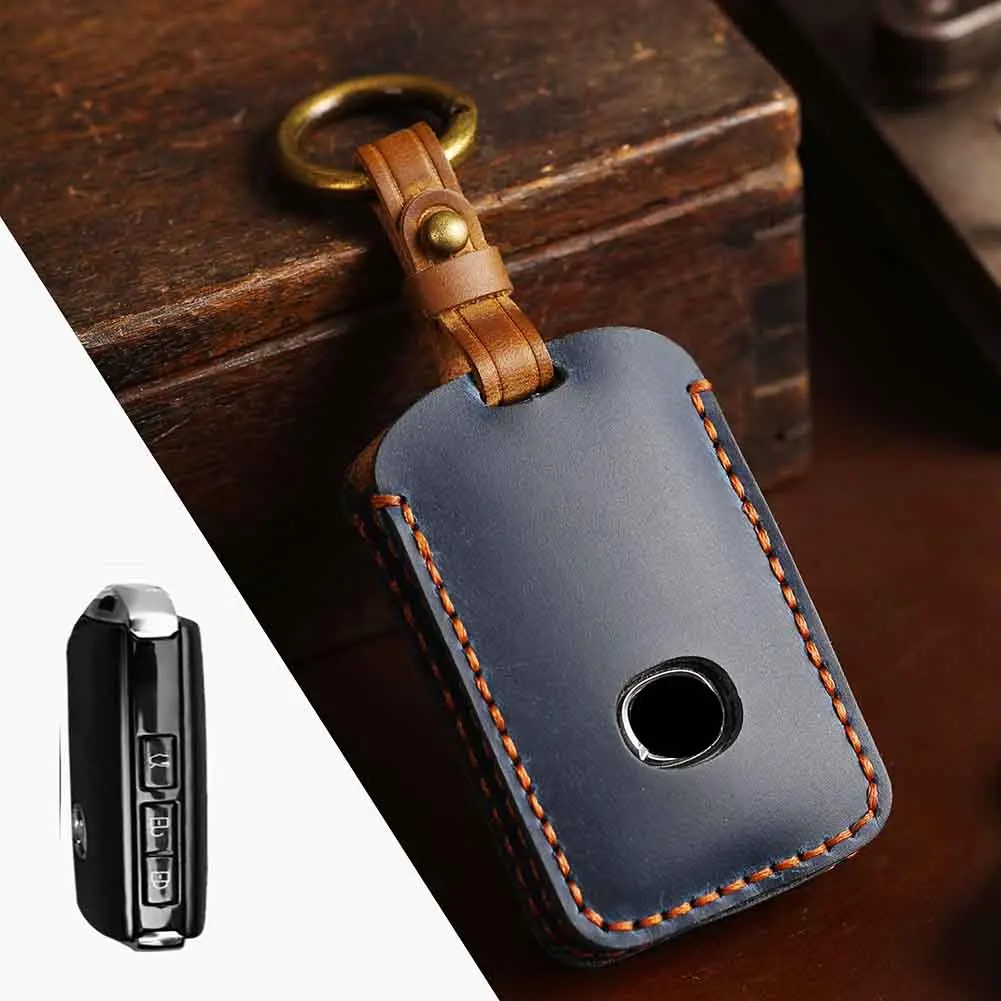 

Car Interior Accessories Leather 3 Buttons Smart Key Cover Fob Case Blue Red Brown For Mazda 3 6 CX4 CX5 CX8 CX9 CX-30 Covers