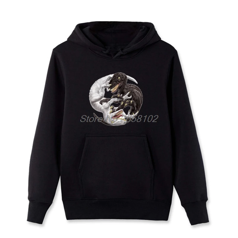 

New Yin Yang Raptor Animal Hoodies Spring Autumn Men Cotton Sweatshirt Casual Hip Hop Coat Tops Harajuku Streetwear