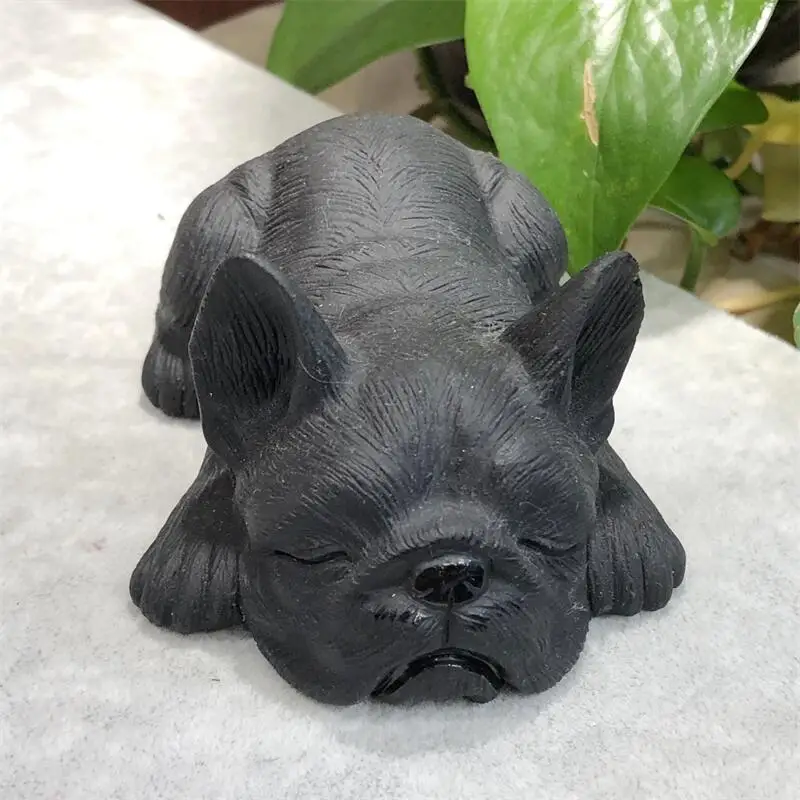 

Натуральный обсидиан, животное, собака, ручная резка, кристалл, полированные кварцевые лечебные камни для дома, украшения «сделай сам», 1 шт.