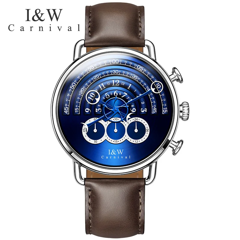 

Switzerland I&W Carnival Luxury Brand Multi-function Sport Japan MIYOTA Quartz Men's Watches Waterproof Chronograph Clock C8816G