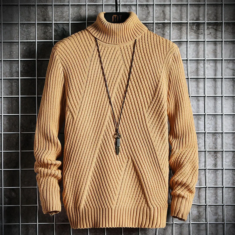 

Men Sweaters Autumn Winter Warm Slim Fit Knitting Tops Casual Solid Color Jacquard Crocheted Jumpers For Mens Sweater Streetwear