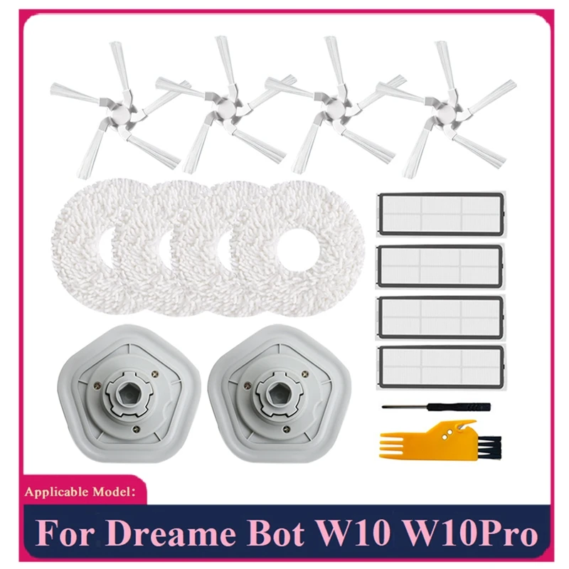 

16Pcs For Dreame W10/W10 Pro Robot Vacuum Cleaner Washable HEPA Filter Mop Cloth Side Brush Replacement Spare Parts