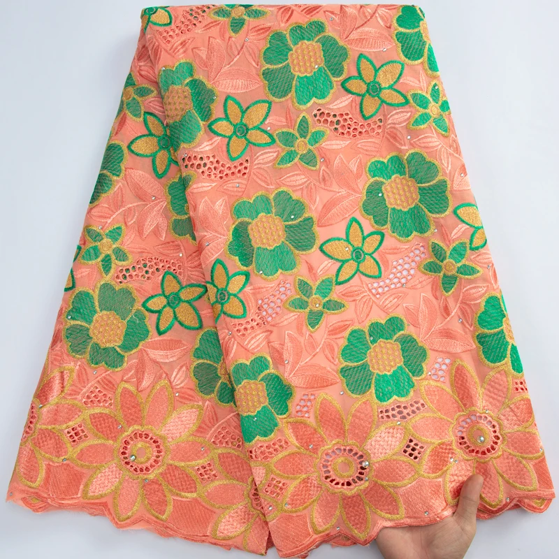 

Кружевная швейцарская вуаль SJD Роскошная ткань 2023 новейшая Африканская Хлопковая кружевная ткань с камнями для женских свадебных платьев ...