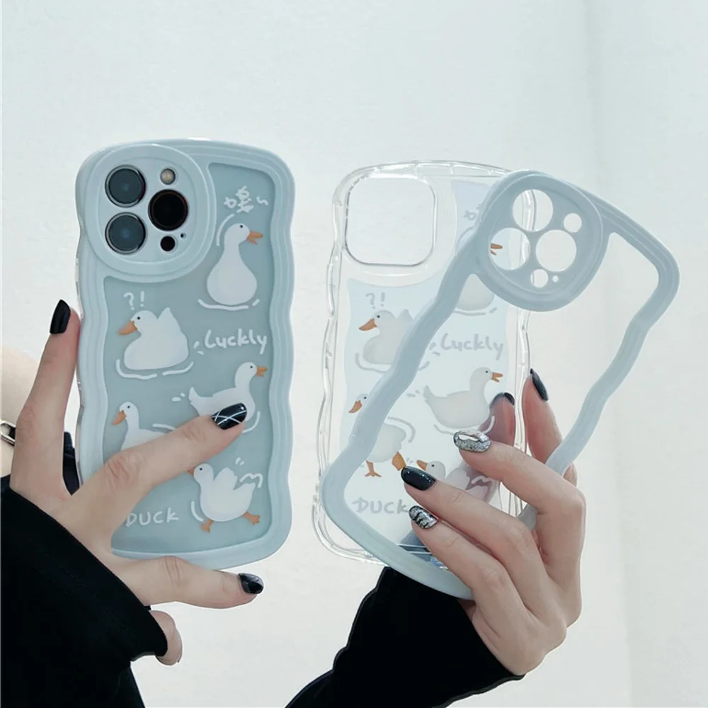 

Funny Duck Cartoon 2N1 Wave Phone Case Phone Case For iPhone 14 13 12 Pro Max 11 XR X XS 7 8 Plus Soft Clear Shockproof Cover