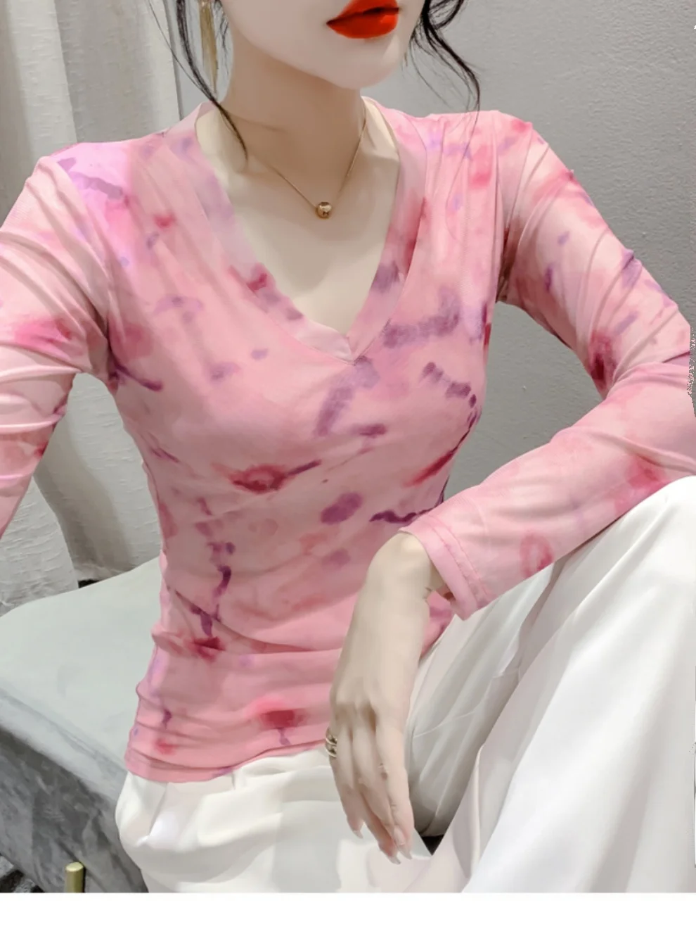 Европейские товары сетчатая нижняя рубашка с цветочным принтом женская