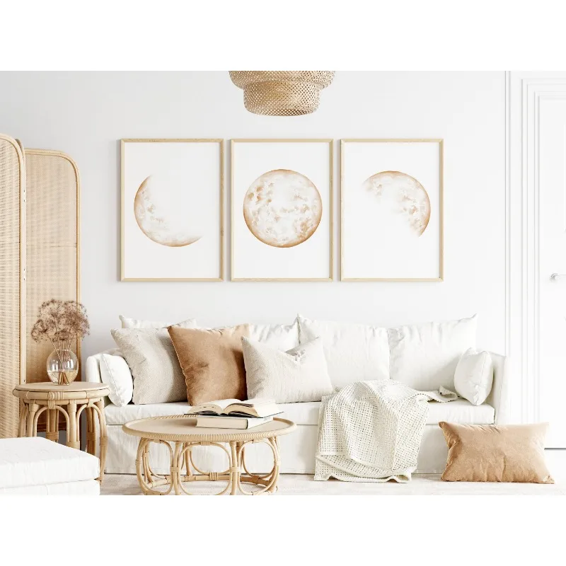 Набор abstrait de 3 affiches célcélcélcélde phase Boho бежевый дыню al Moon décor Backdrop salon room-couc