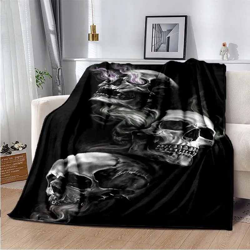 

Skull Horror Throw Blanket Fleece Warm Cozy Soft Blanket for Couch Bed Colorfast Anti-Static Machine Wash blankets for beds