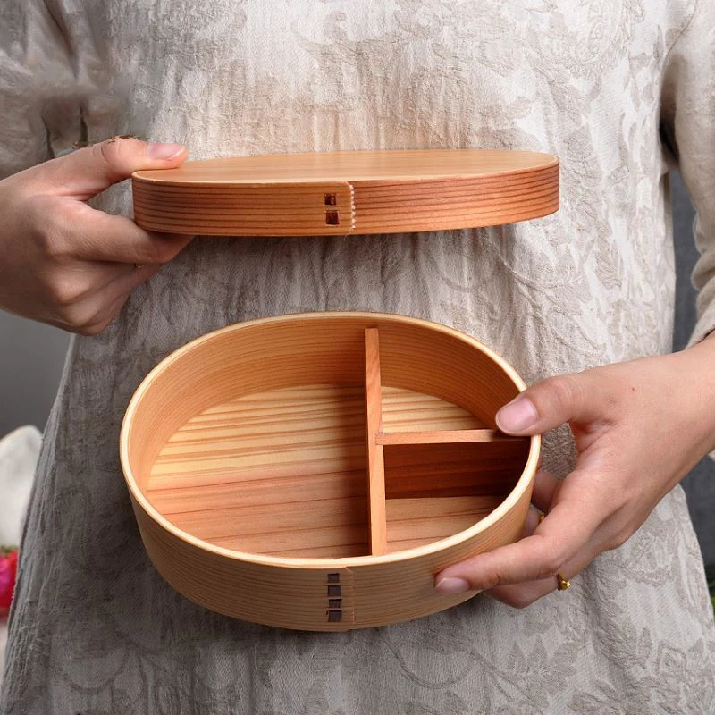 

Деревянная коробка бэнто в японском стиле, экологически чистый Портативный Ланч-бокс для студентов, деревянный контейнер для суши, деревянный контейнер для хранения пищи
