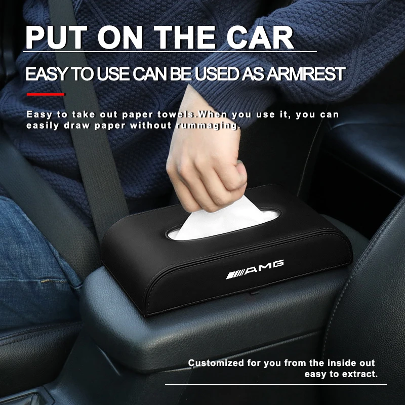 Коробка для салфеток с логотипом автомобиля автомобильные аксессуары Mercedes Benz AMG
