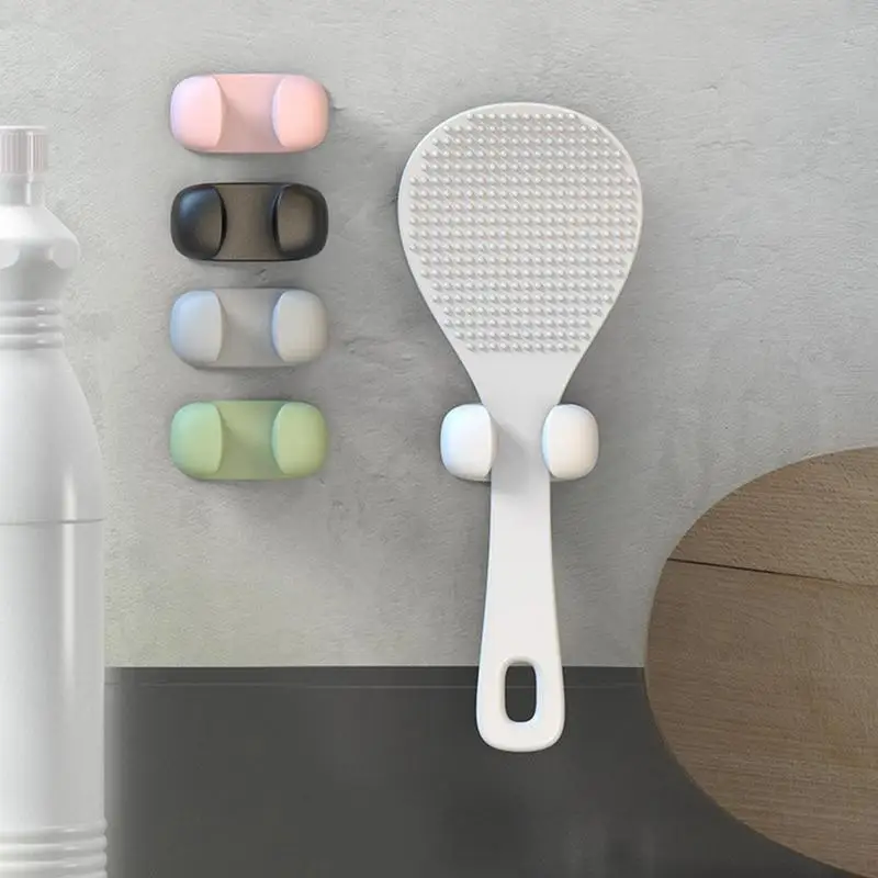 

Rice Paddle Holder Multi-function Hook Waterproof Self Adhesive Single Toothbrush Hook Plug Holder Portable Kitchen Gadget