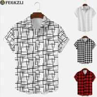 fegkzli 2022 new high quality plus size mens casual short sleeve shirts summer plaid tops shirts 10 styles