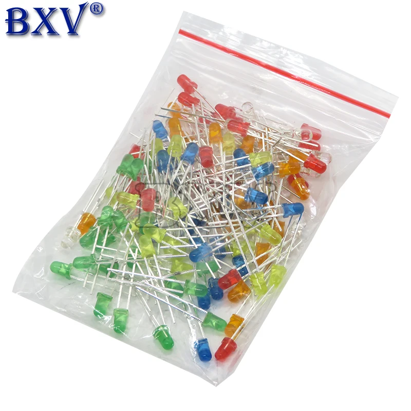 

120 шт. 3 мм светодиодные лампы в ассортименте, набор светодиодов для самостоятельной сборки, белый, желтый, красный, зеленый, синий, оранжевый,...