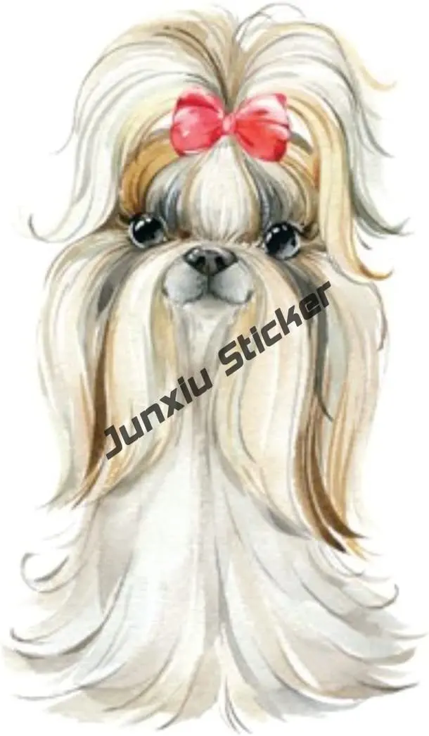 Улыбающаяся виниловая наклейка ши-тцу собака пород на бампер для ноутбуков