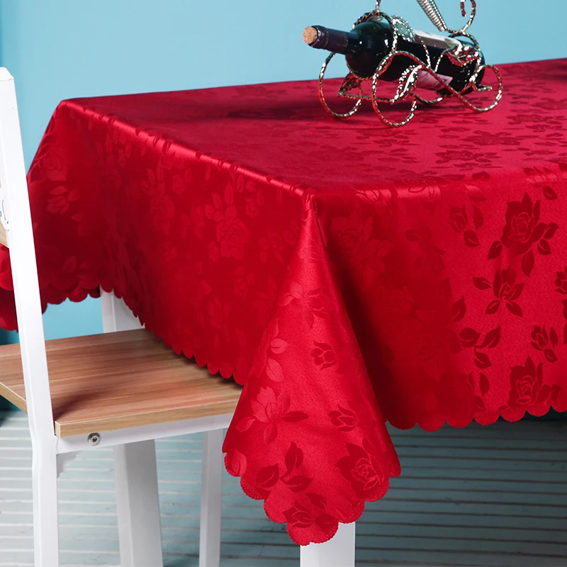 

Table cloth waterproof, oil resistant, scald resistant, and wedding red circular table and hotel table cloth thickened