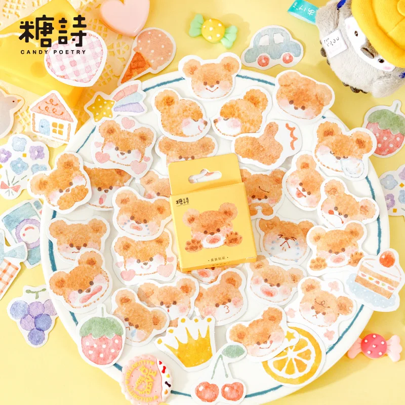 

45 Pcs Kawaii Paper Stationery Sticker Set Boxed Diy Decoration Super Cute Bear Stickers For Laptop Planners Scrapbook Album