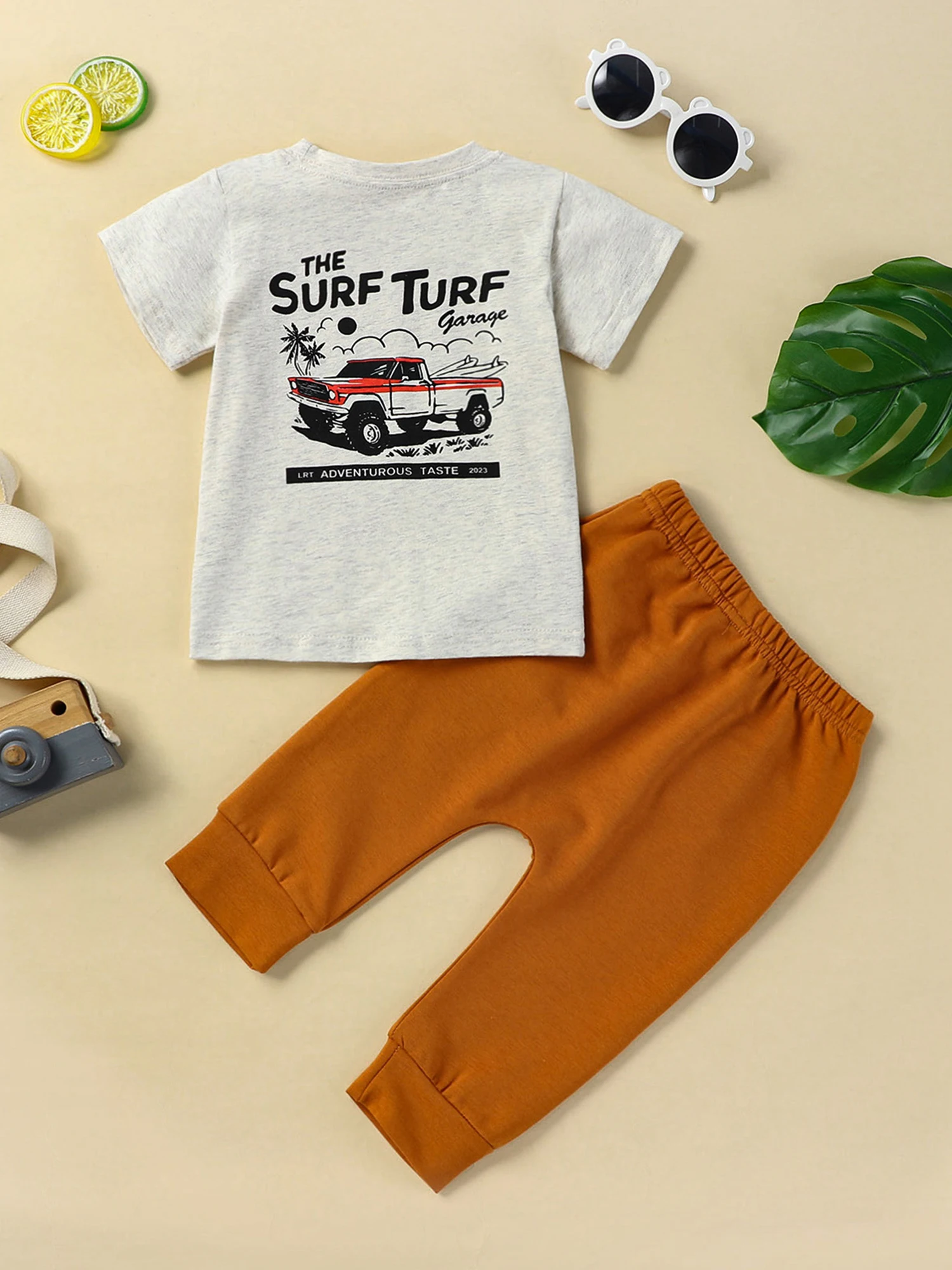 

Pudcoco Infant Newborn Baby Boys Pants Set Short Sleeve Crew Neck Letters Print T-shirt with Pants Summer Outfit