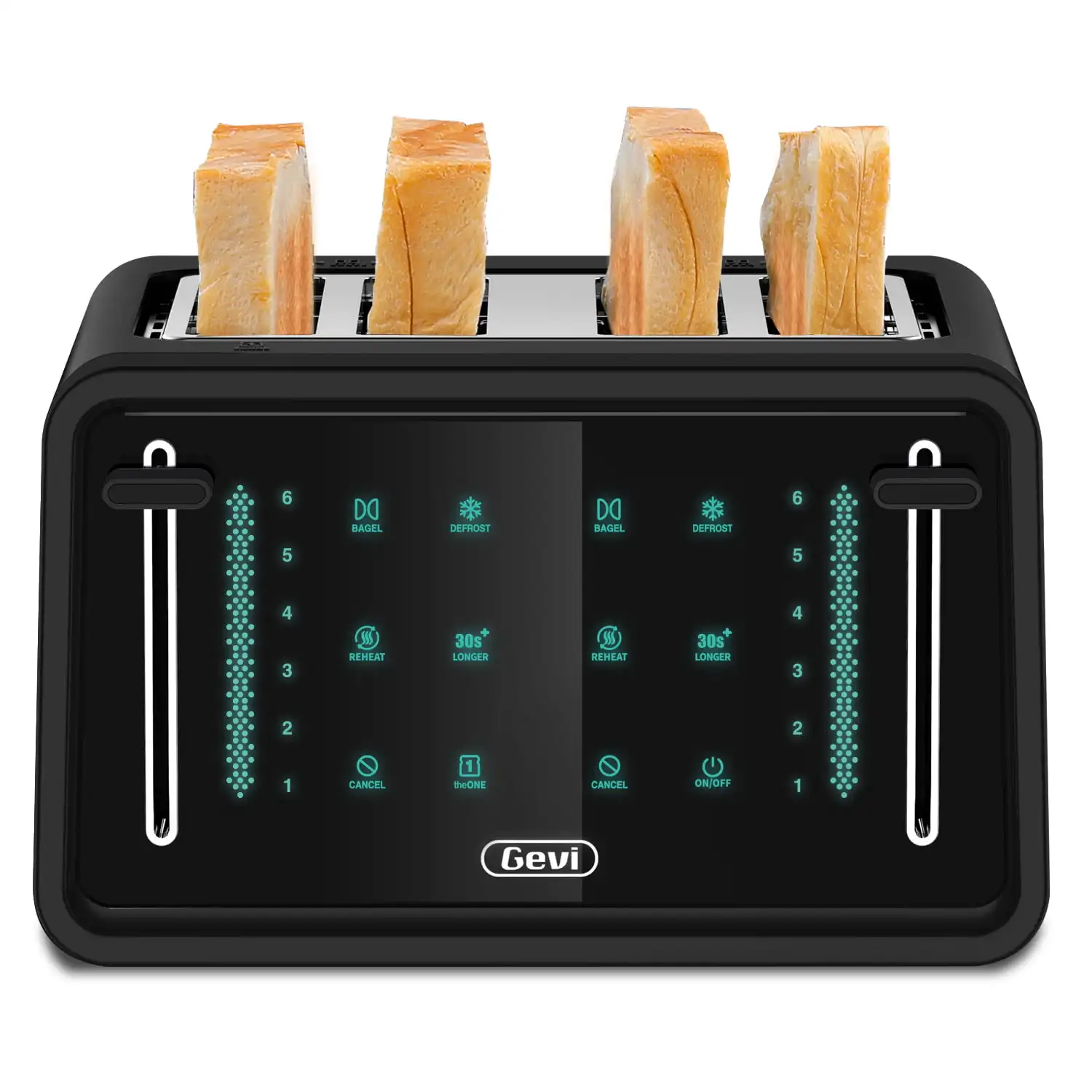 kitchen bread grill Black 4 Slice Toaster LED Digital Touchscreen Extra-Wide Slots Toasting Machine