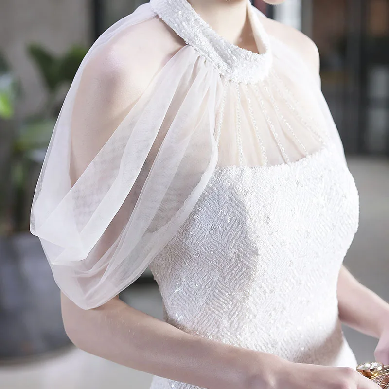 DongCMY Vestido Fiesta Mujer Elegante Boda Lujo из бисера и сетки с длинной лямкой на шее рыбий хвост