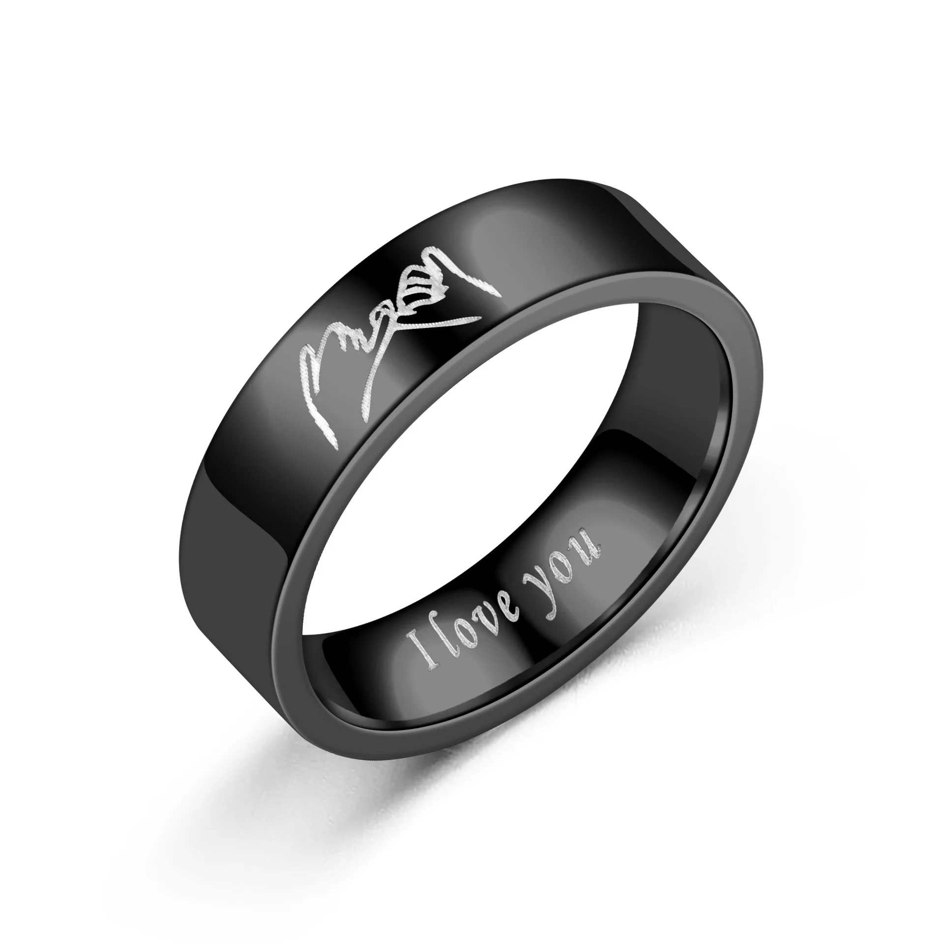 

Love Ilove you hand-in-hand couple Ring Vintage titanium steel fashion personality men's and women's pair ring jewelry