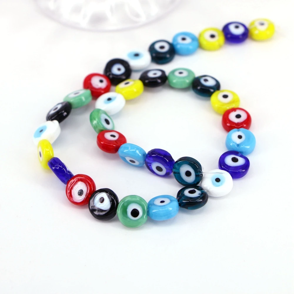 

3 Strands, 12mm Colorful evil eye Round beads, Multicolor evil eye beads, Lampwork beads, bracelet bead, Turkish Eye Spacers