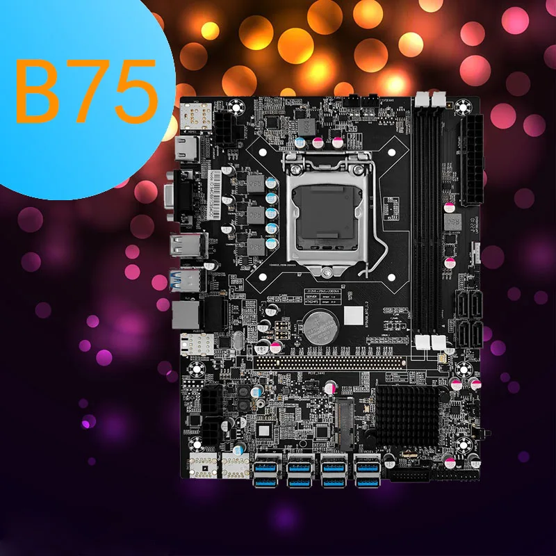 

B75 Mining Motherboard 8 USB 3.0 to PCIE X16 PCI-E 16X LGA 1155 Random CPU DDR3 SATA mSATA Bitcoin BTC ETH Miner