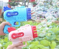 bubble gun 12 holes electric automatic rocket bubbles machine kids portable outdoor toy with led light blower toys children gift