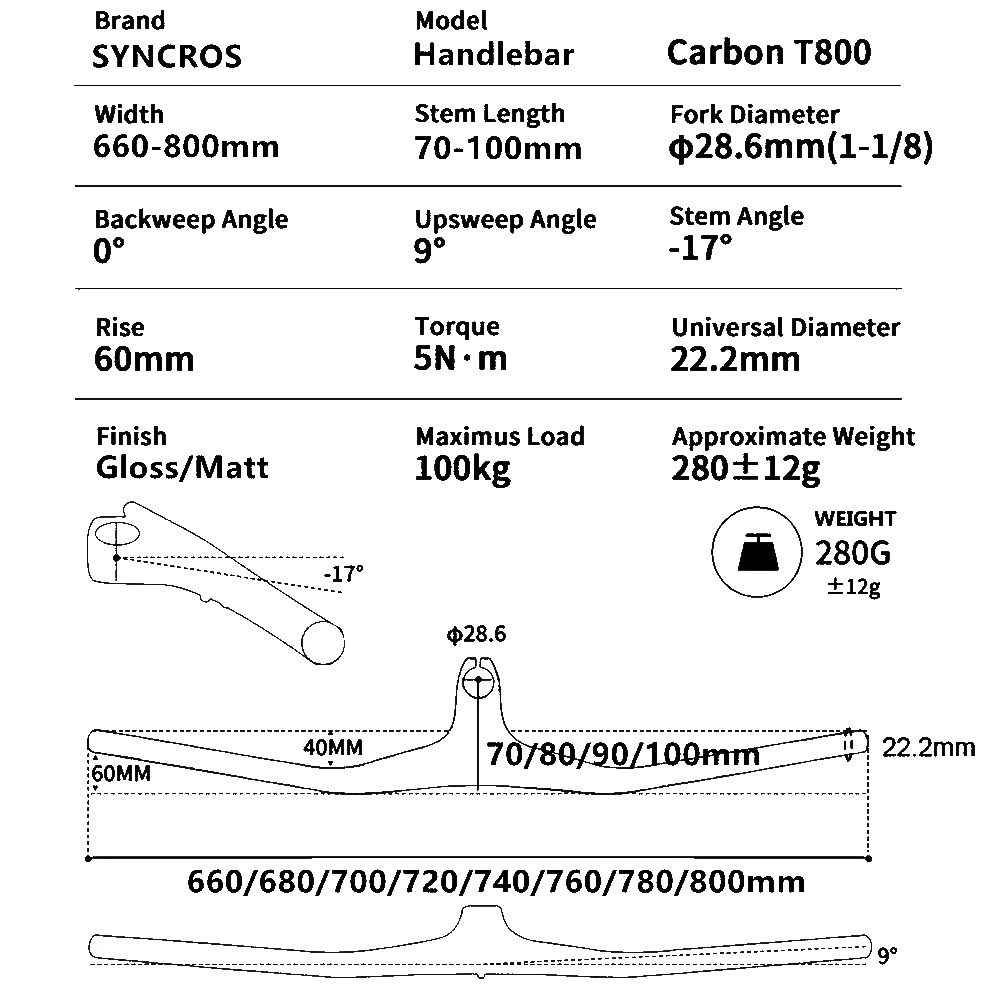 Syncros Carbon Bicycle MTB Руль-вынос 28 6 мм