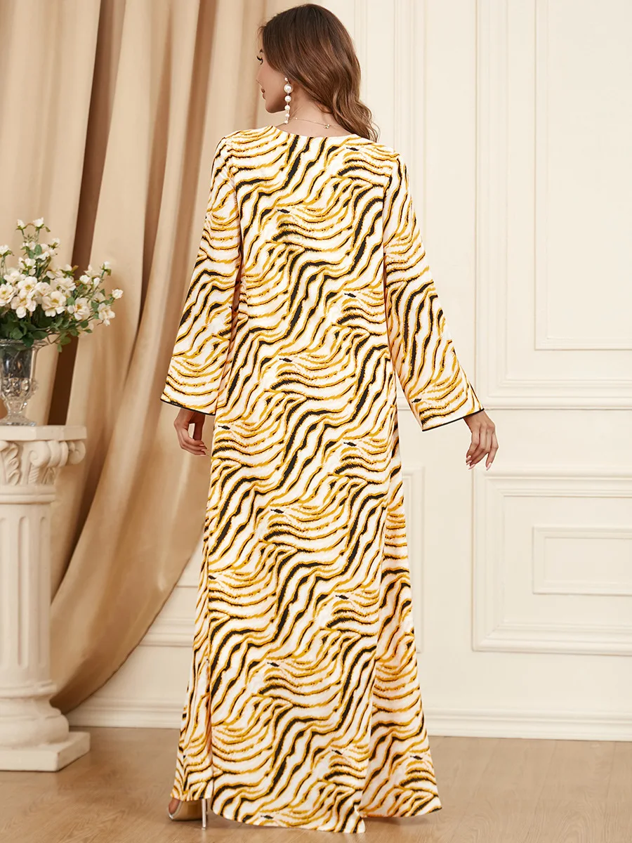 African Dresses for Women Summer Elegant African Women O-neck Long Sleeve Plus Size Long Dress Muslim Abaya African Clothes