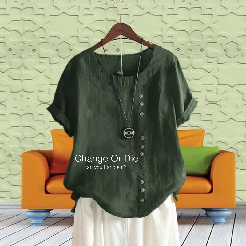 

Женская однотонная блузка с надписью, свободная льняная футболка с круглым вырезом и коротким рукавом, лето 2022