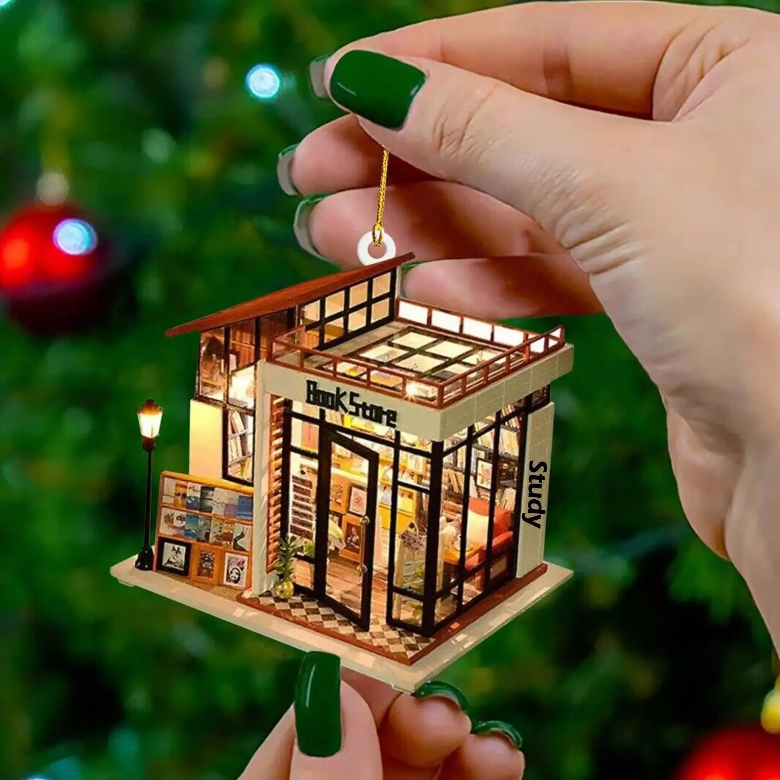 

Рождественские украшения для книги, влюбленных, украшение для елки, маленькая книжная полка в форме сердца, акриловые украшения, рождественские праздники F0R9