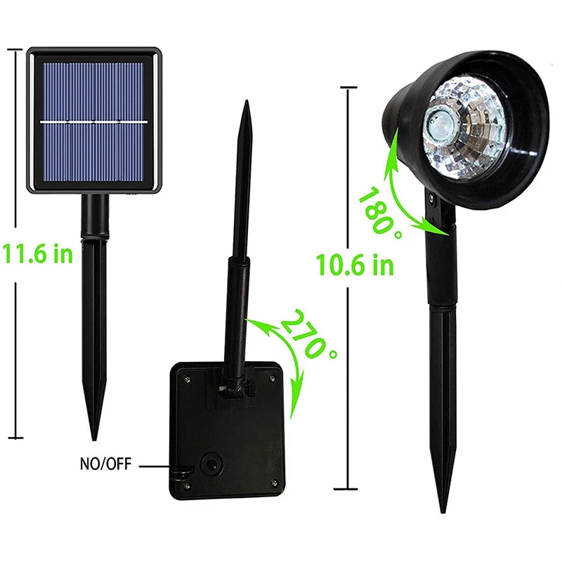Светодиодный прожектор на солнечной батарее IP65, водонепроницаемый для двора, парка, дорожки, ландшафта, садового освещения