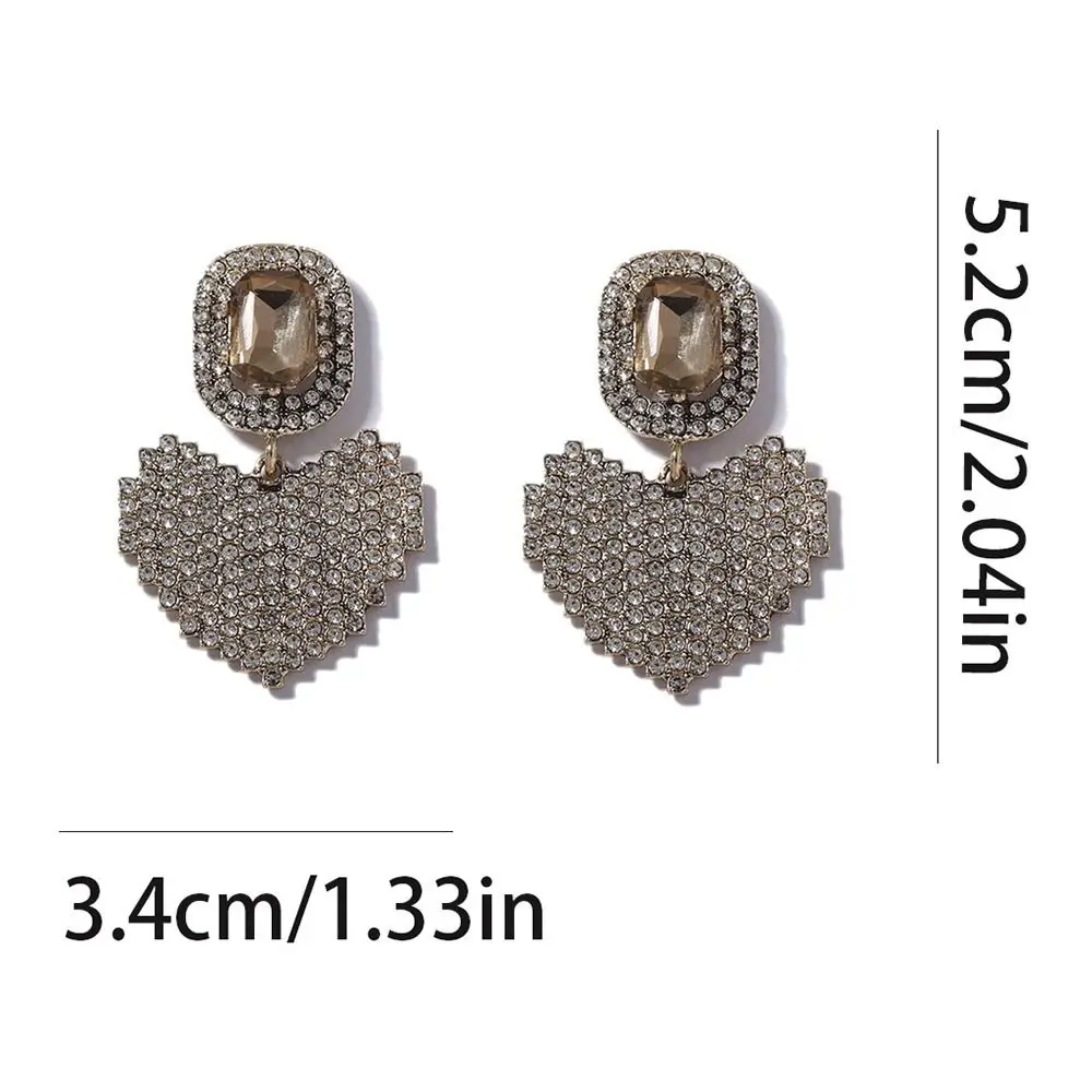 Элегантные серьги в форме сердца с блестящими стразами блестящие преувеличенные
