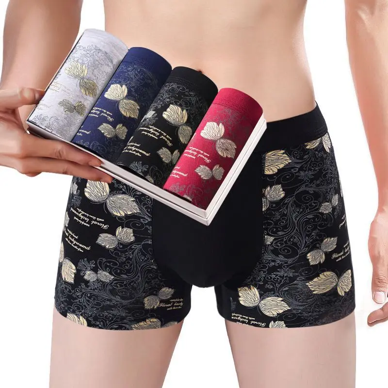 

4pcs Set Men Boxer Shorts Soft Boxers for Men's Panties Men’s Underpants Male Cotton Sexy Underwear Boxershorts Family Calecon