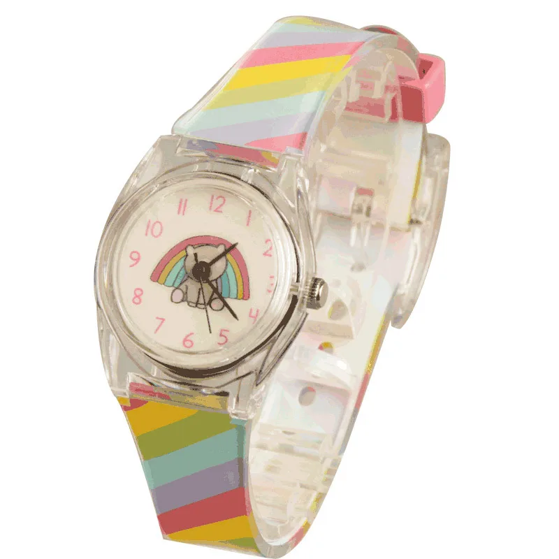New Children's Watch Cartoon Plastic Student Watch Transparent Jelly Quartz Watch