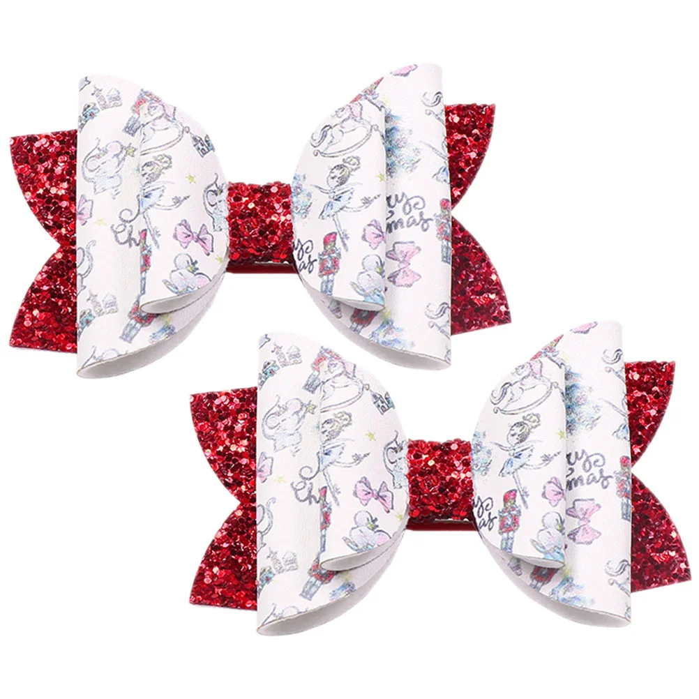 

2pcs Christmas Hairpin Festive Adorable Hair Clip Bowknot Shape Hair Accessory