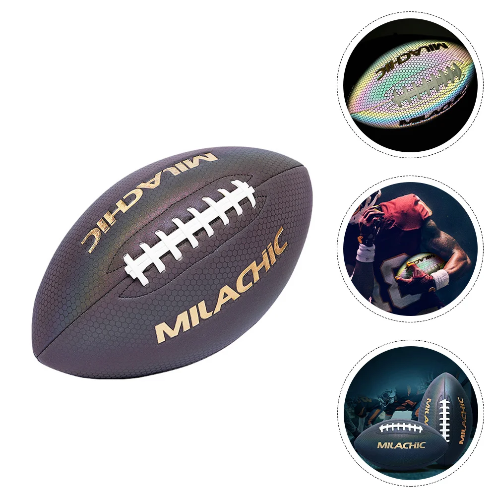 

Rugby Football Holographic Practice American Vintage Fluorescence Glowing Standard Sports Adult Glow Dark Luminous Kids Kick