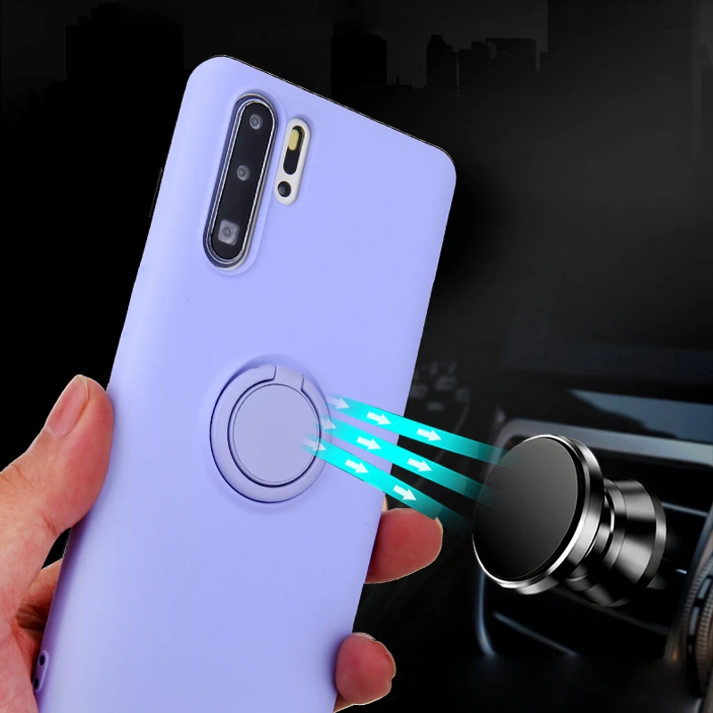 Soft Silicone Case For Huawei P30 P20 P40 Pro Lite Nova 5T Mate Honor 20 P30Pro P30Lite Magnetic Cover With Ring Holder Stand ON