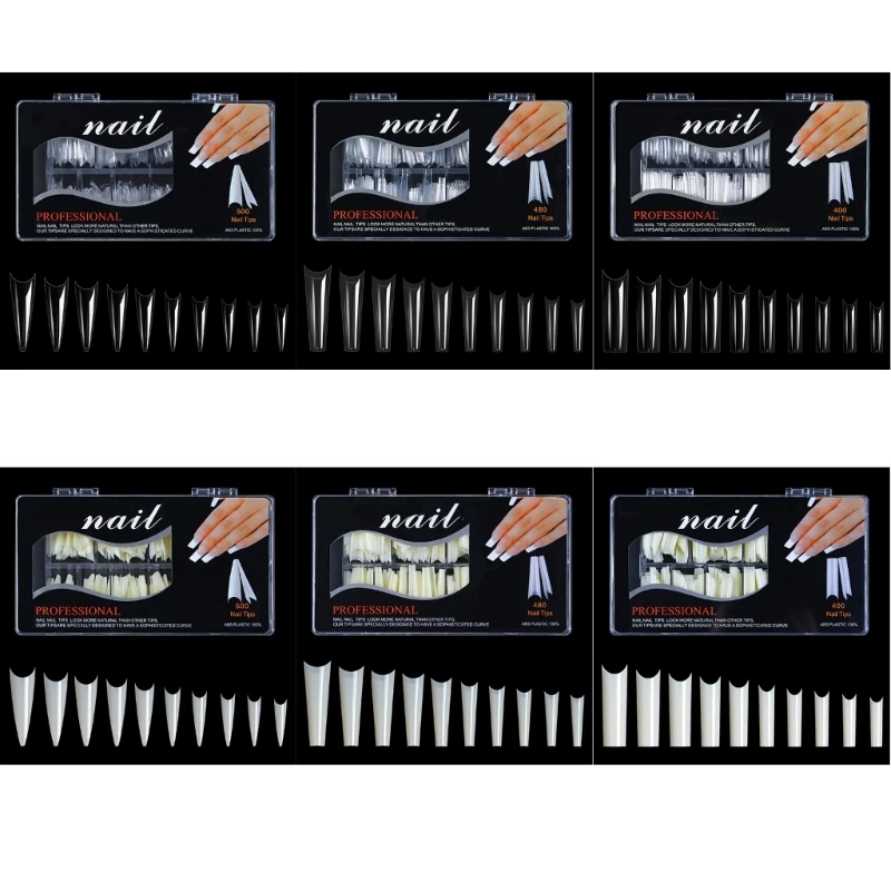 

500Pcs Square Tips No C Straight Extension Acrylic Nails Tips C1FF