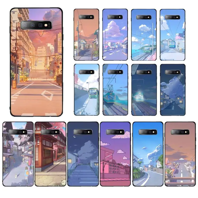 

Japanese Anime Hand Painted House scenery Phone Case for Samsung S10 21 20 9 8 plus lite S20 UlTRA 7edge