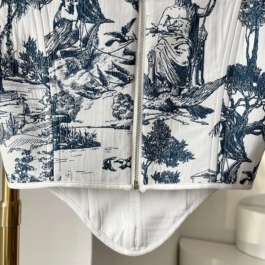 Женский укороченный жилет Domedeer с чернильным принтом без рукавов квадратным