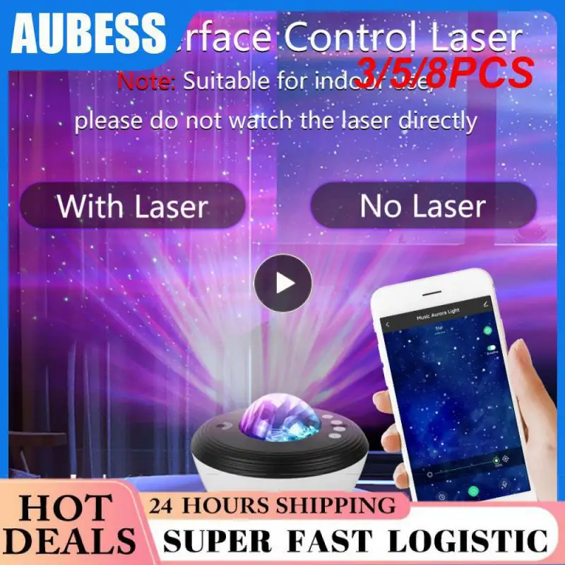 

3/5/8PCS Pc Pvc Music Playback Projector Lamp Mobile App Control Led Lamp Timing Function Aurora 5w
