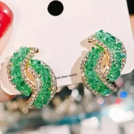 Новинка 2023 роскошные легкие серьги-гвоздики с кристаллами серебро S925 серьги